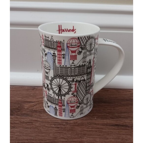Harrods London Sights Fine Bone China Cup Mug Big Ben Ferris Wheel Balloon - Picture 1 of 5